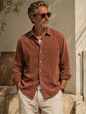 Tommy Bahama Pigment Dyed Tencel Cotton Shirt Brown Relaxed Quiet Luxury XL